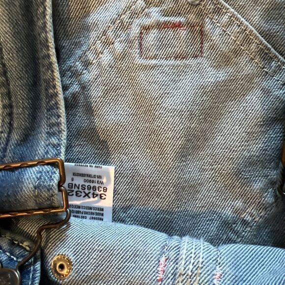 VTG Dickies Overalls Mens 34x32 Blue Denim Distressed Carpenter Work carhartt - Picture 4 of 8